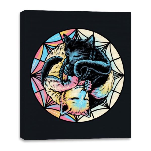 Black Cat and Colorful Wolf - Canvas Wraps Online now - Image 3