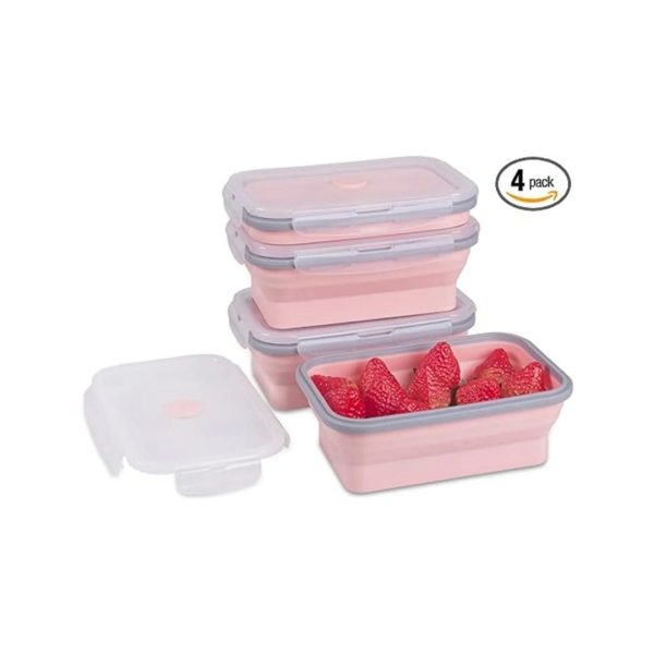 Set of 4 Collapsible Food Storage Containers with Airtight Lid Online now