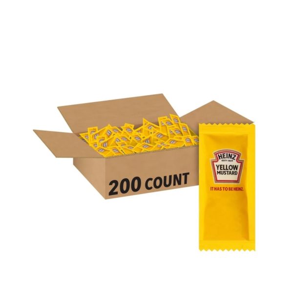 Pack of 200 Heinz Mild Mustard Single Serve Packets For Cheap