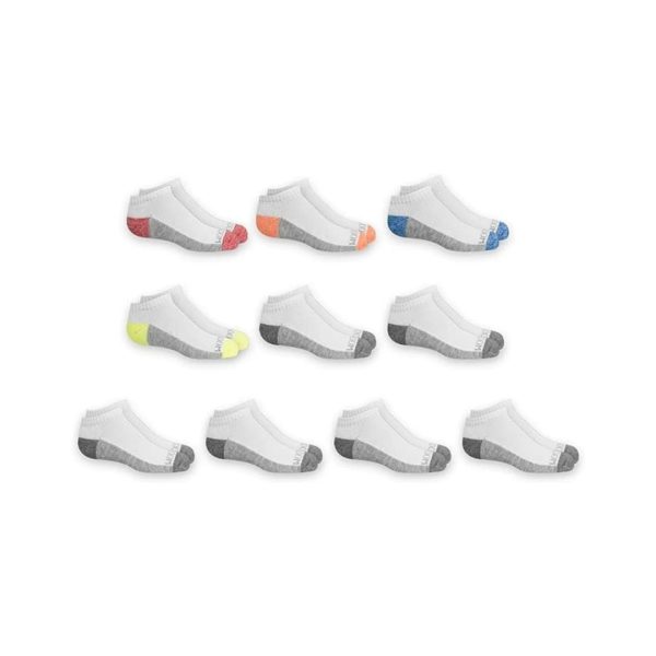 10 Pairs of Fruit of the Loom Boys’ Little Half Cushion No Show Socks (Shoe Size: 4.5-8.5) Online now