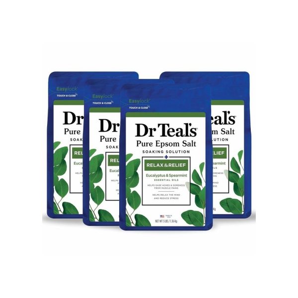 Pack of 4 Dr Teal’s Pure Epsom Salt, Relax & Relief With Eucalyptus And Spearmint Supply