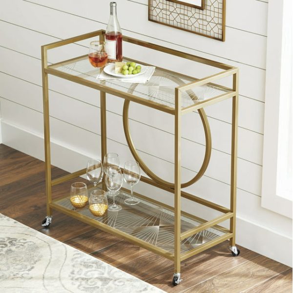 Better Homes & Gardens Nola Mid-Century Metal & Glass Bar Cart Fashion