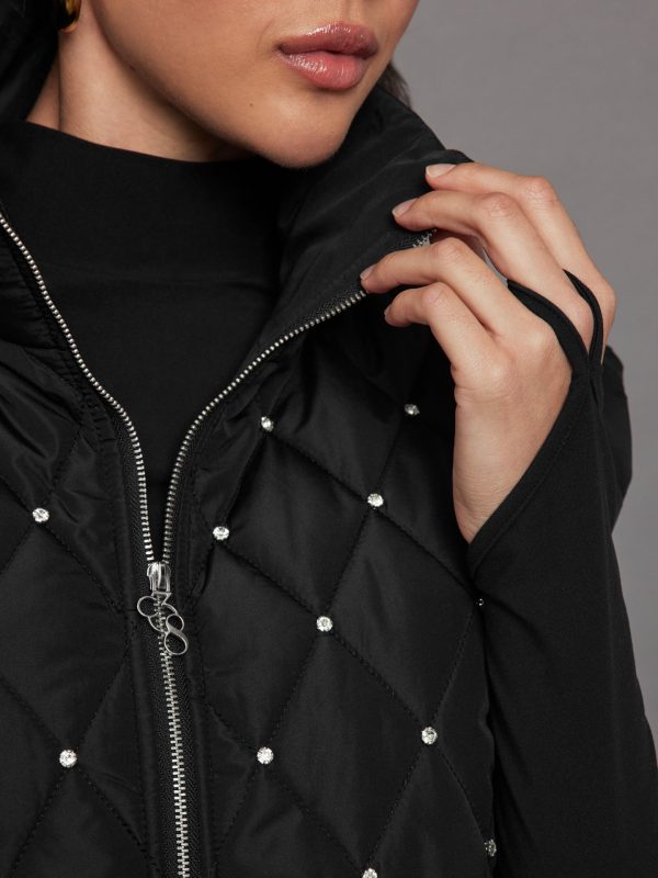 Diamond Quilted Puffer Vest - Black For Sale - Image 4
