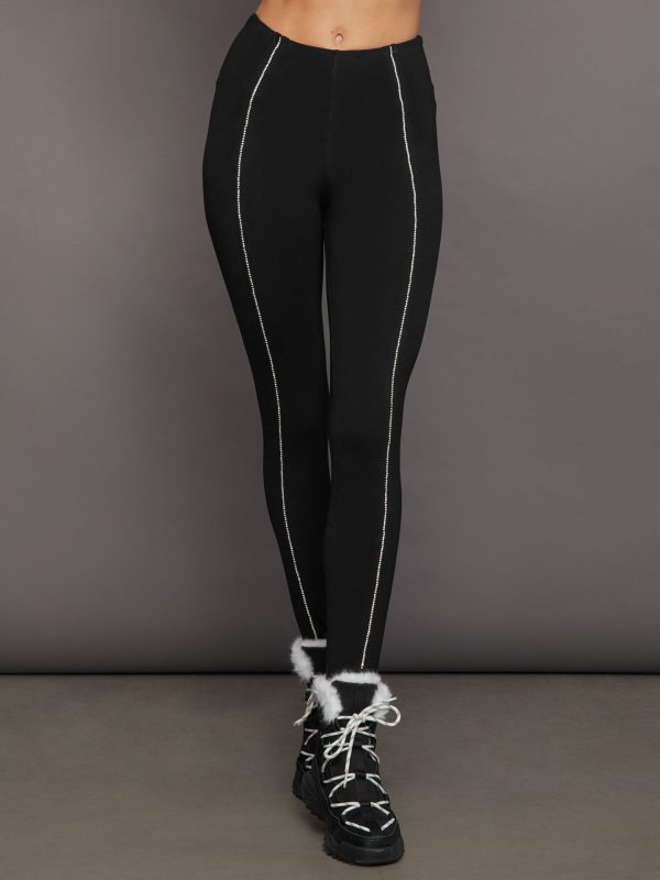 Stirrup Legging with Rhinestone Trim - Black Online